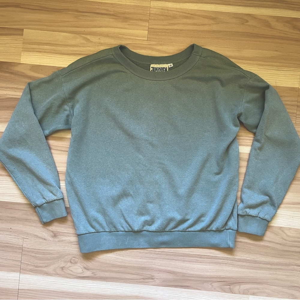 Jungmaven hemp blend Crux sweatshirt, size Small in vintage teal